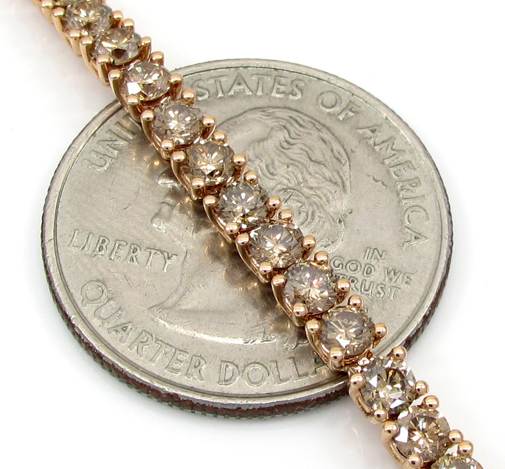 18k rose gold champagne diamonds tennis bracelet 7 inch 6.83ct - Image 6