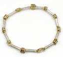 18k white and yellow gold ladies multi diamond tennis bracelet 7.50 inch 5.68ct