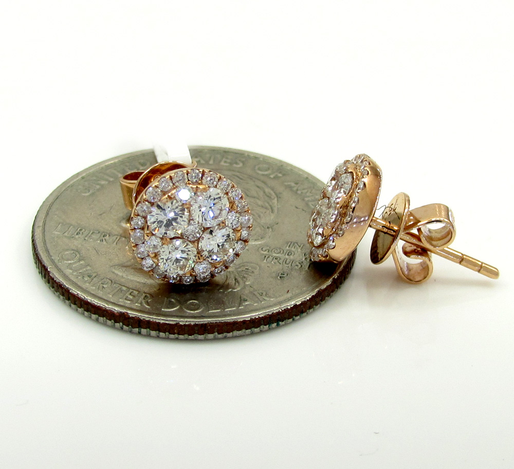 18k rose gold fancy diamond cluster earrings 0.95ct