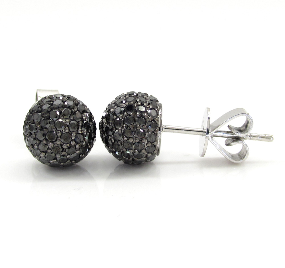 18k white gold black diamond sphere earrings 1.30ct - Image 2