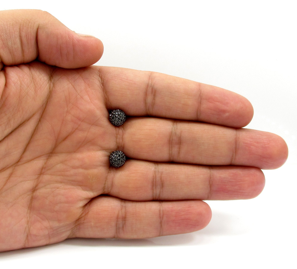 18k white gold black diamond sphere earrings 1.30ct - Image 4