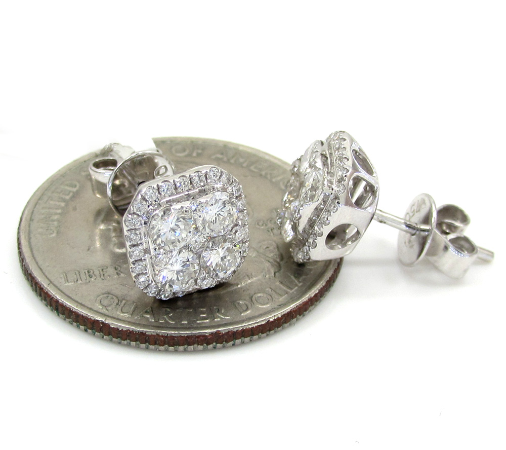 18k white gold fancy diamond cluster earrings 1.21ct