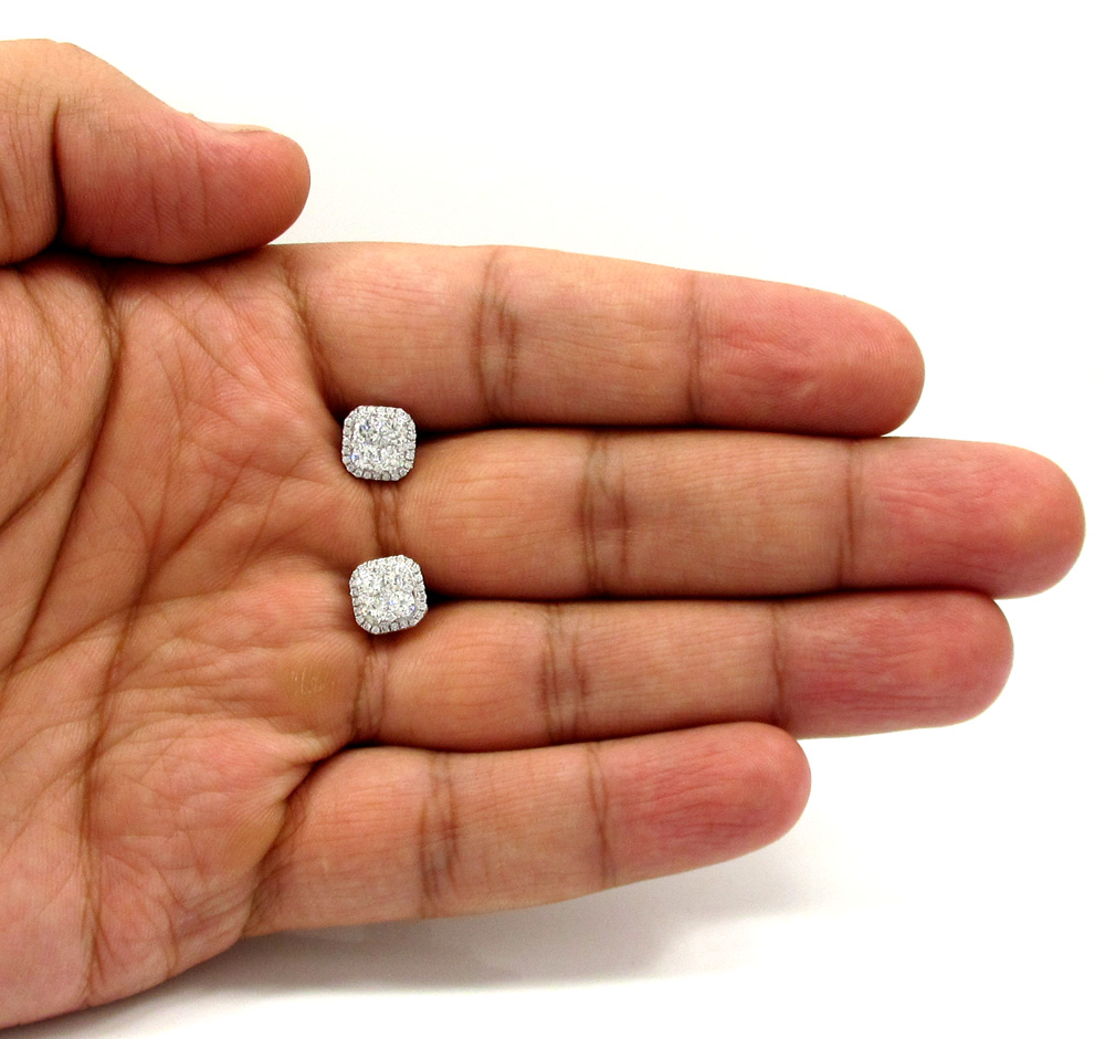 18k white gold fancy diamond cluster earrings 1.21ct - Image 5