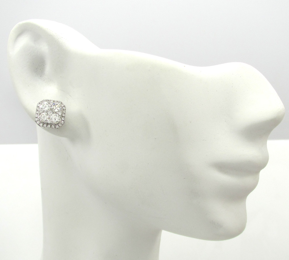 18k white gold fancy diamond cluster earrings 1.21ct - Image 6
