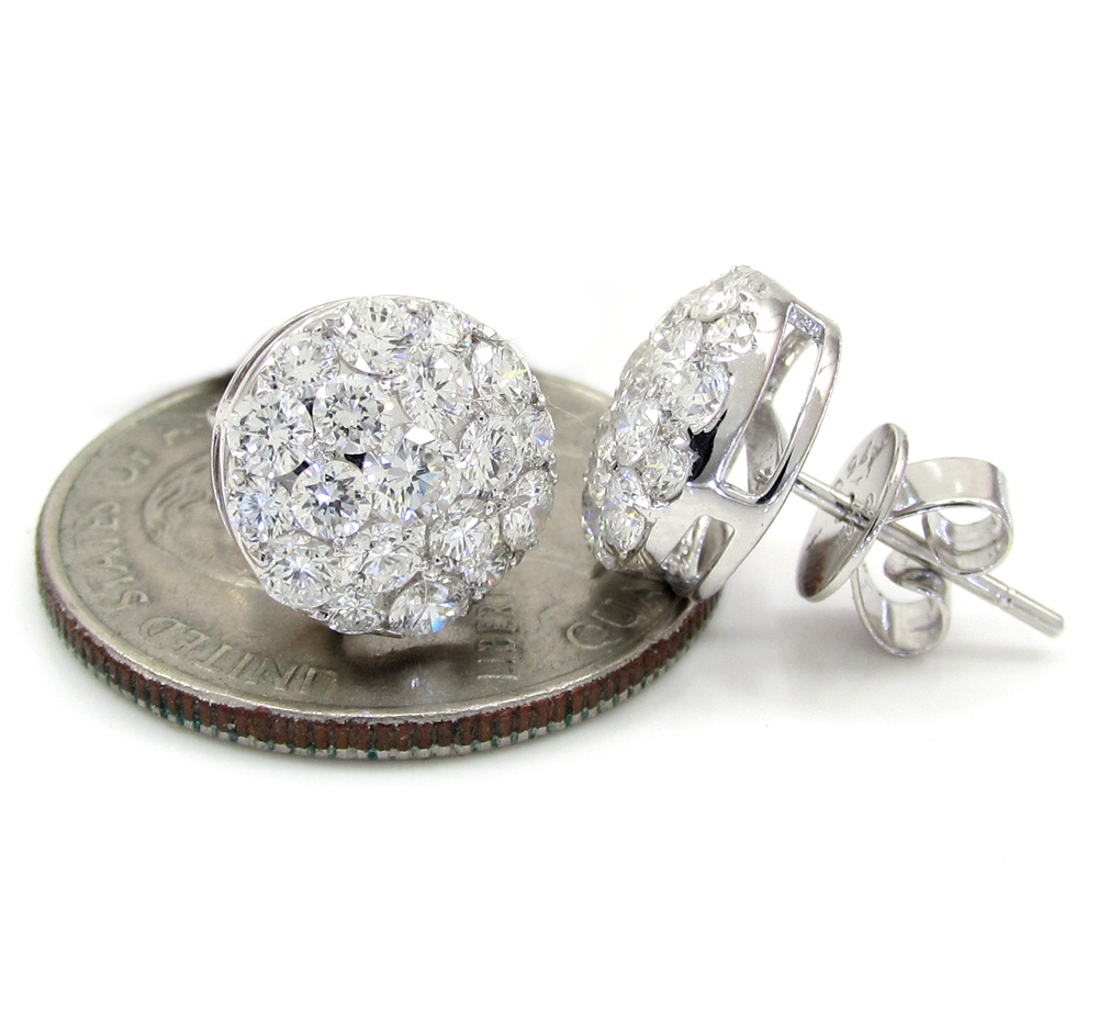 18k white gold fancy dome shaped cluster earrings 2.21ct - Image 4