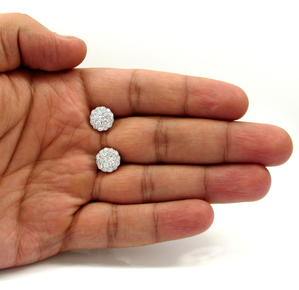 18k white gold fancy dome shaped cluster earrings 2.21ct - Image 5