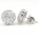 18k white gold fancy dome shaped cluster earrings 2.21ct