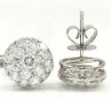 18k white gold fancy dome shaped cluster earrings 2.21ct