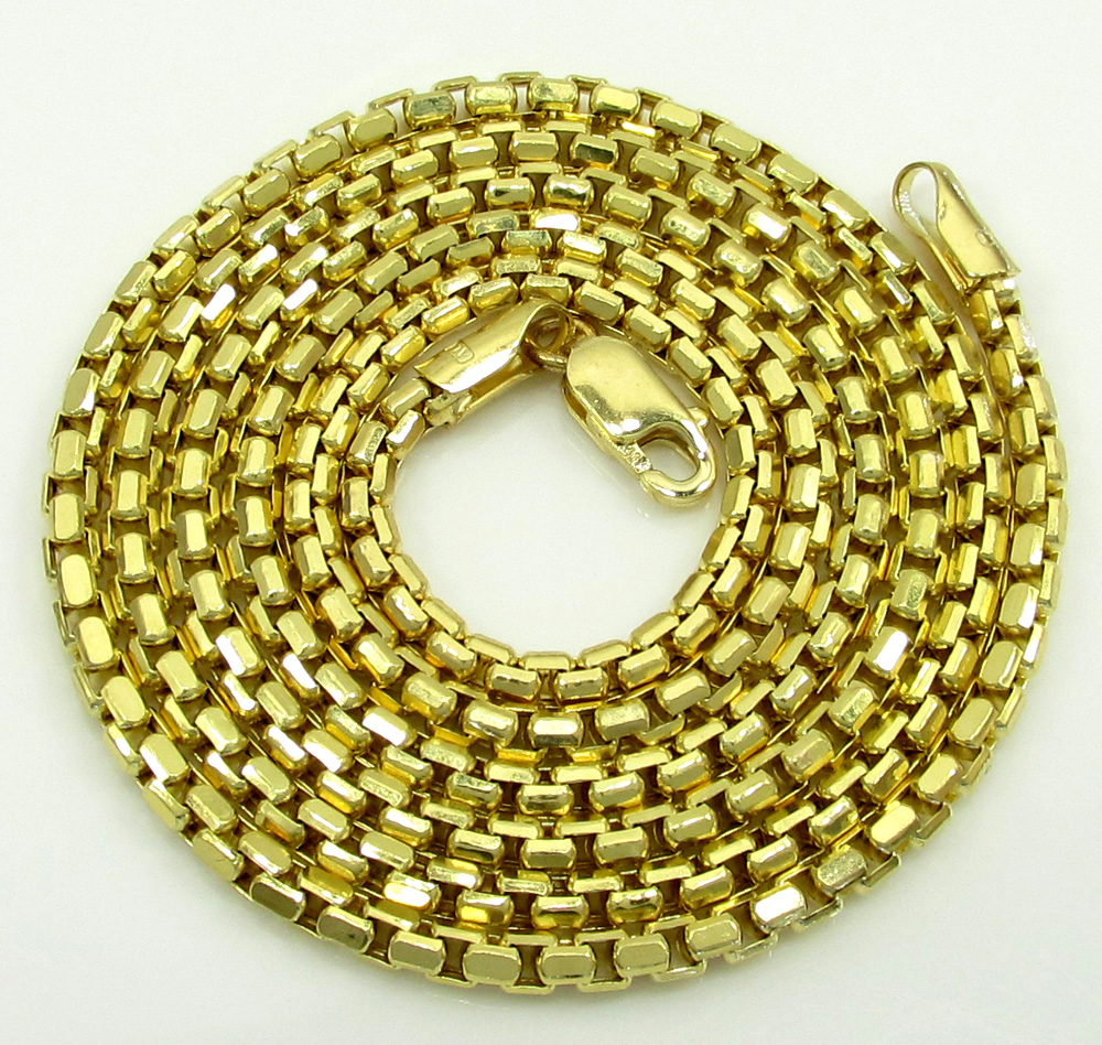 10k yellow gold diamond cut hexagon box chain 18-24 inch 2.3mm
