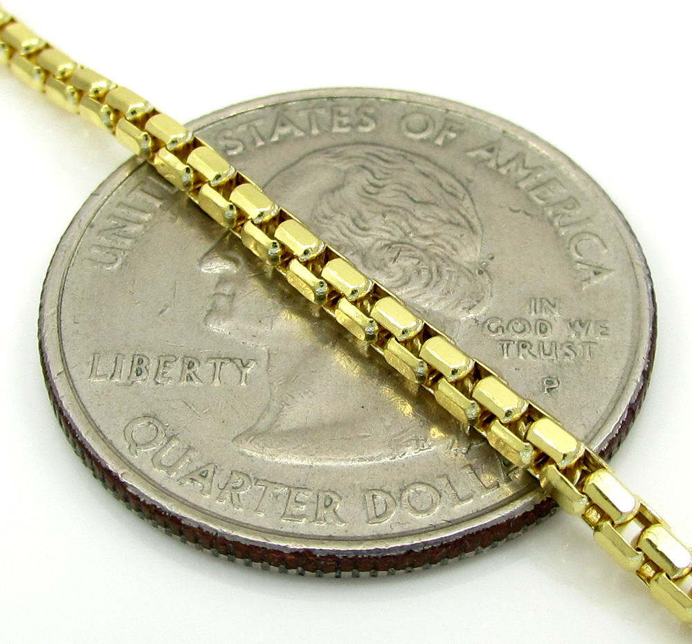 10k yellow gold diamond cut hexagon box chain 18-24 inch 2.3mm - Image 3