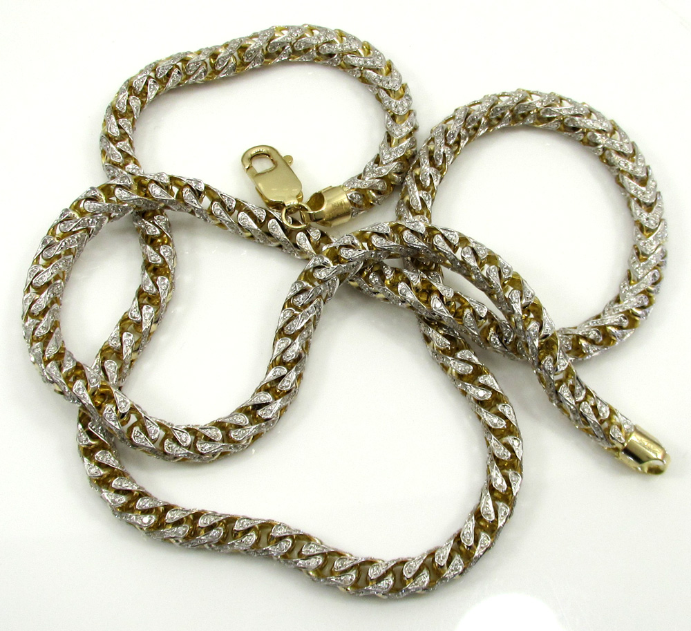 Buy 10k Yellow Gold Two Tone Fully Iced Diamond Franco Chain 26 