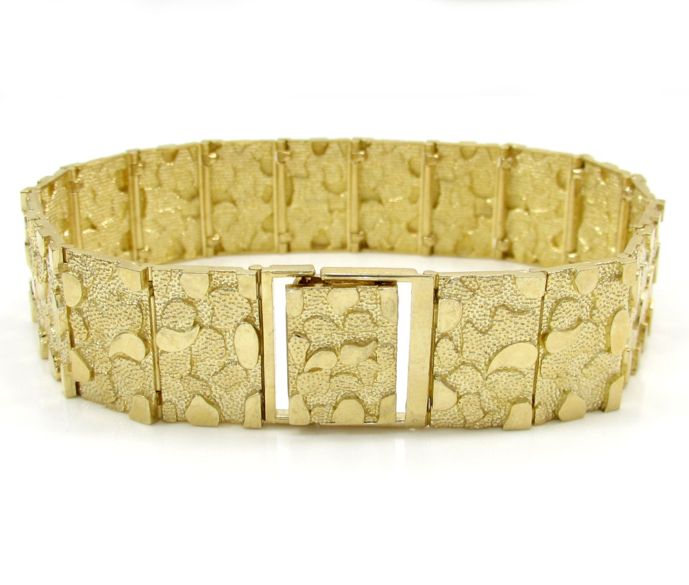 10k yellow gold large nugget bracelet - Image 2