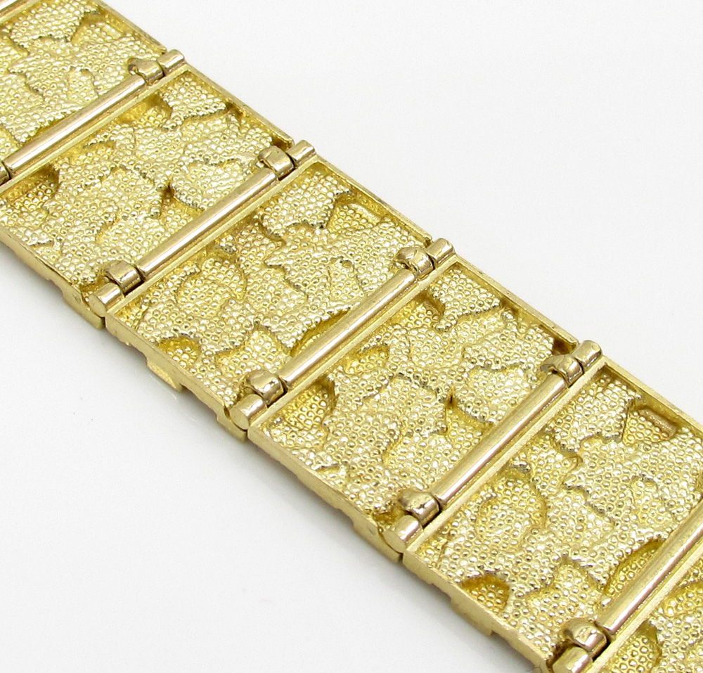 10k yellow gold large nugget bracelet - Image 4