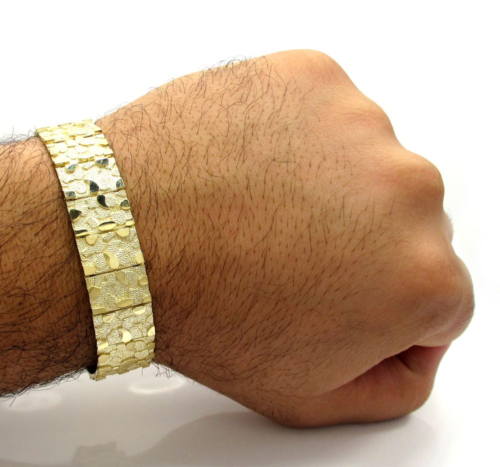 10k yellow gold large nugget bracelet - Image 5