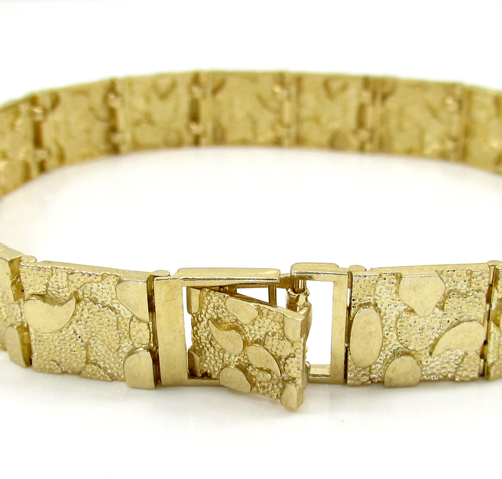 10k yellow gold small nugget bracelet 8.50 inch 