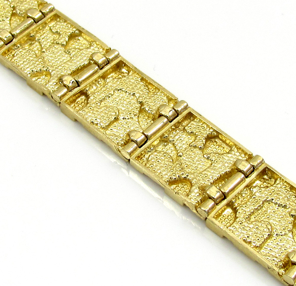 10k yellow gold small nugget bracelet 8.50 inch - Image 3