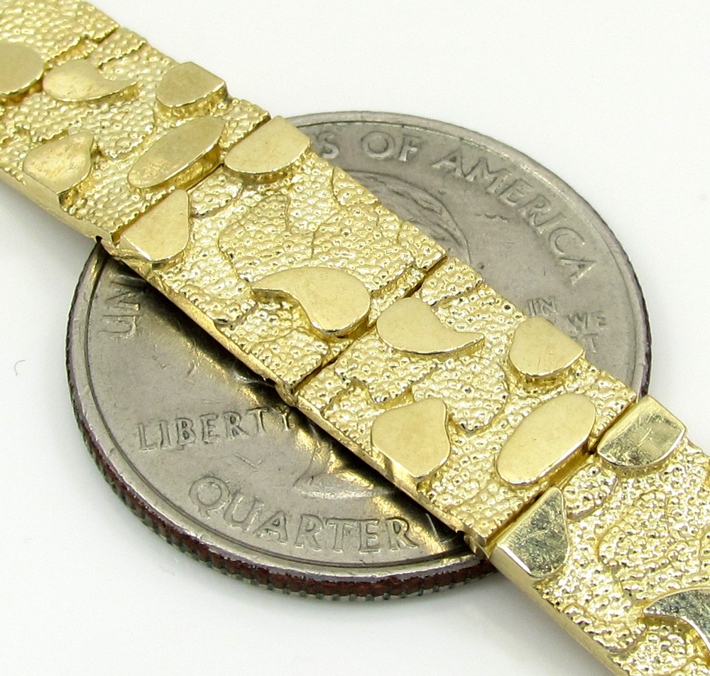 10k yellow gold small nugget bracelet 8.50 inch 