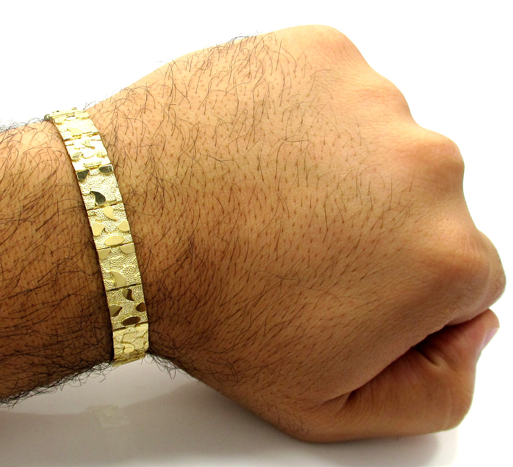 10k yellow gold small nugget bracelet 8.50 inch 