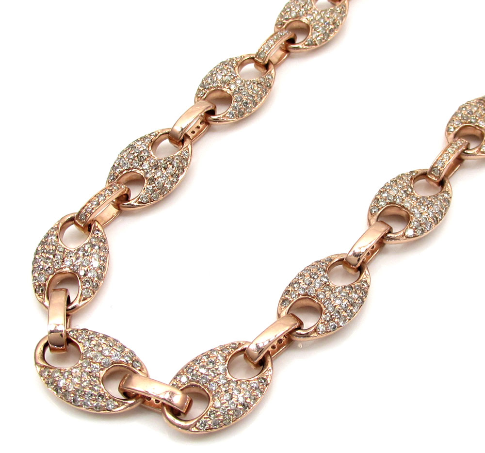 14k solid rose gold champagne diamonds gucci puff chain 24