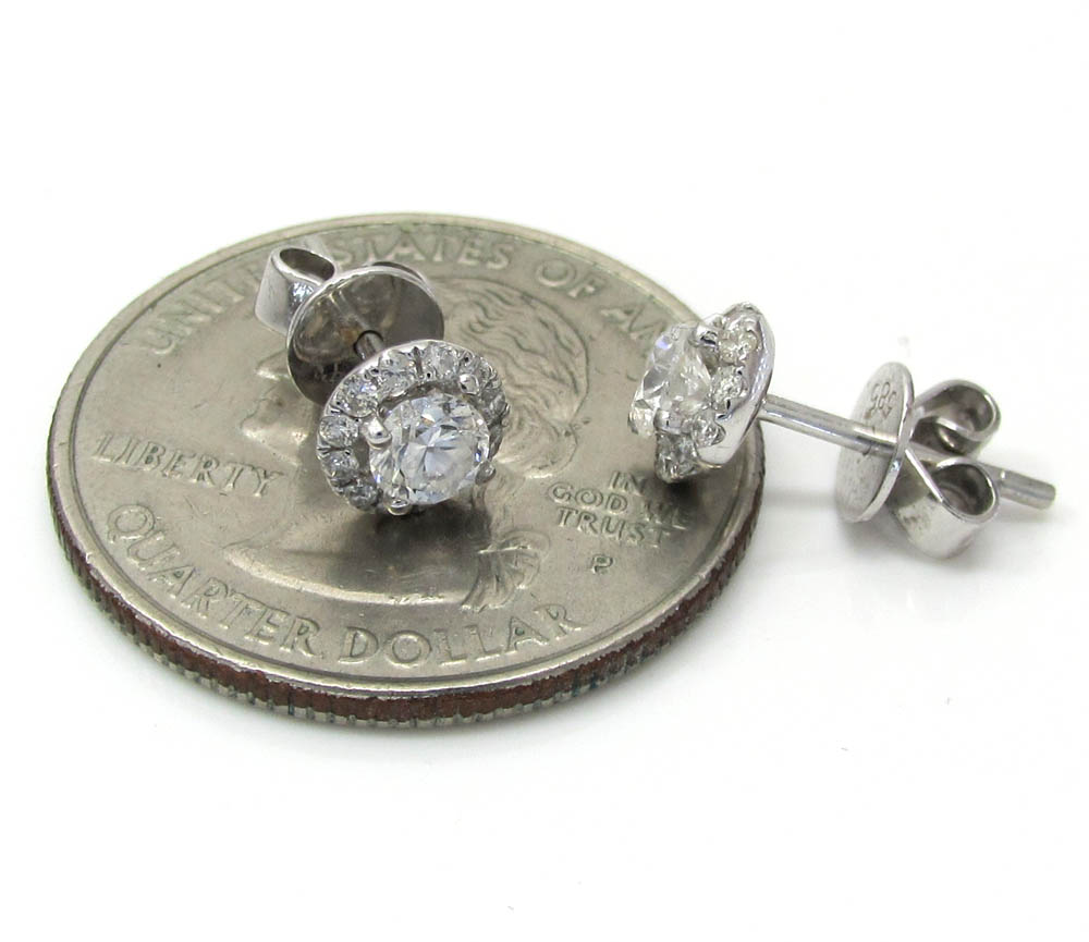 14k white gold diamond cluster earrings 0.75ct
