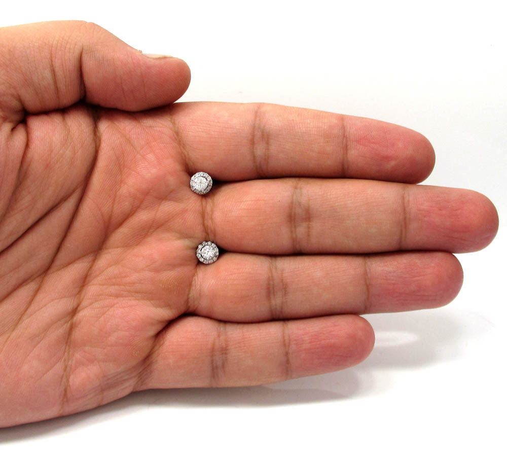 14k white gold diamond cluster earrings 0.75ct - Image 4