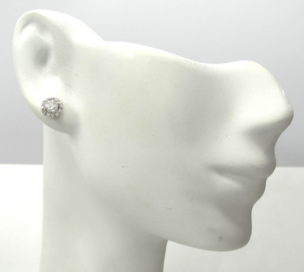 14k white gold diamond cluster earrings 0.75ct