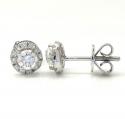 14k white gold diamond cluster earrings 0.75ct
