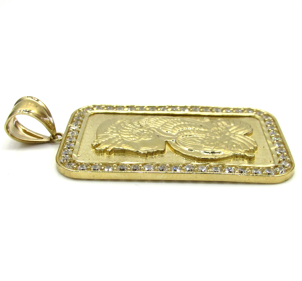 10k yellow gold gold bar large pendant 1.00ct - Image 3