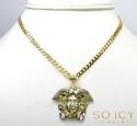 10k two tone gold small medusa head pendant  