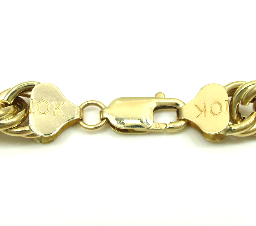 Mens 10k yellow gold solid diamond cut rope bracelet 8.75