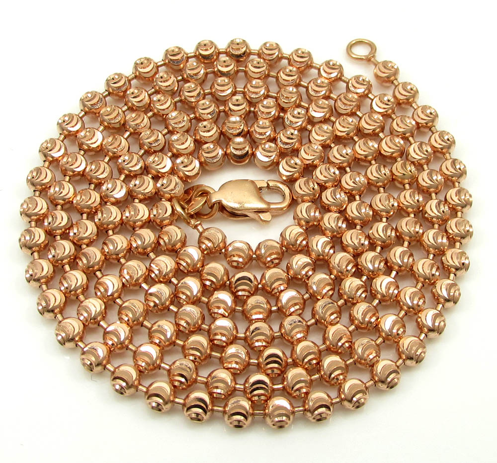 14k solid rose gold moon cut bead chain 16-30 inch 3mm - Image 2