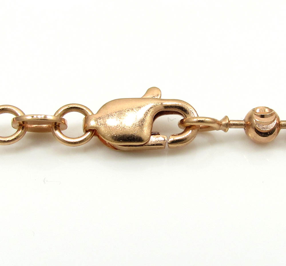 14k solid rose gold moon cut bead chain 16-30 inch 3mm