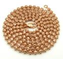 14k solid rose gold moon cut bead chain 16-30 inch 3mm