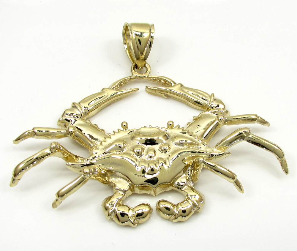 10k yellow gold zodiac cancer crab pendant - Image 2