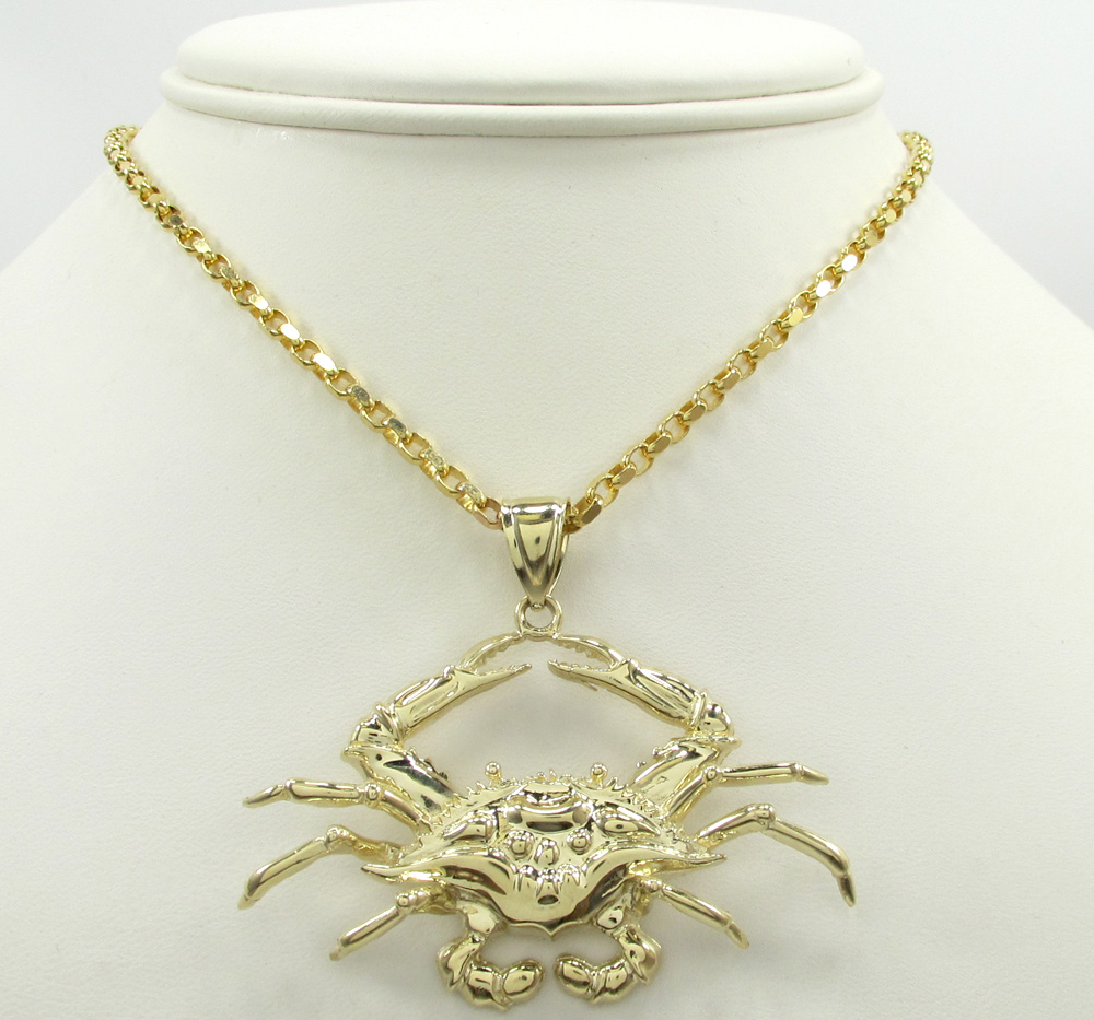 10k yellow gold zodiac cancer crab pendant - Image 6