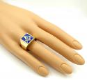 10k yellow gold blue enamel free mason g ring