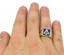 10k yellow gold blue enamel free mason g ring