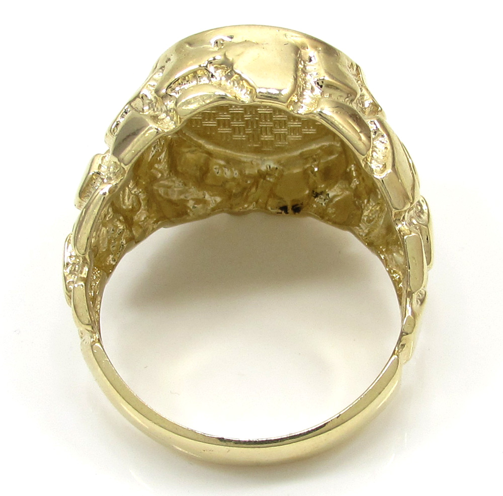  10k yellow gold black enamel free mason g nugget ring 