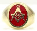  10k yellow gold red enamel free mason g ring