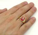  10k yellow gold red enamel free mason g ring