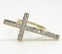 10k yellow gold cz cross ring 0.55ct