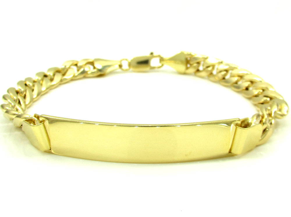 10k yellow gold miami id bracelet 8.50 inch 8mm 