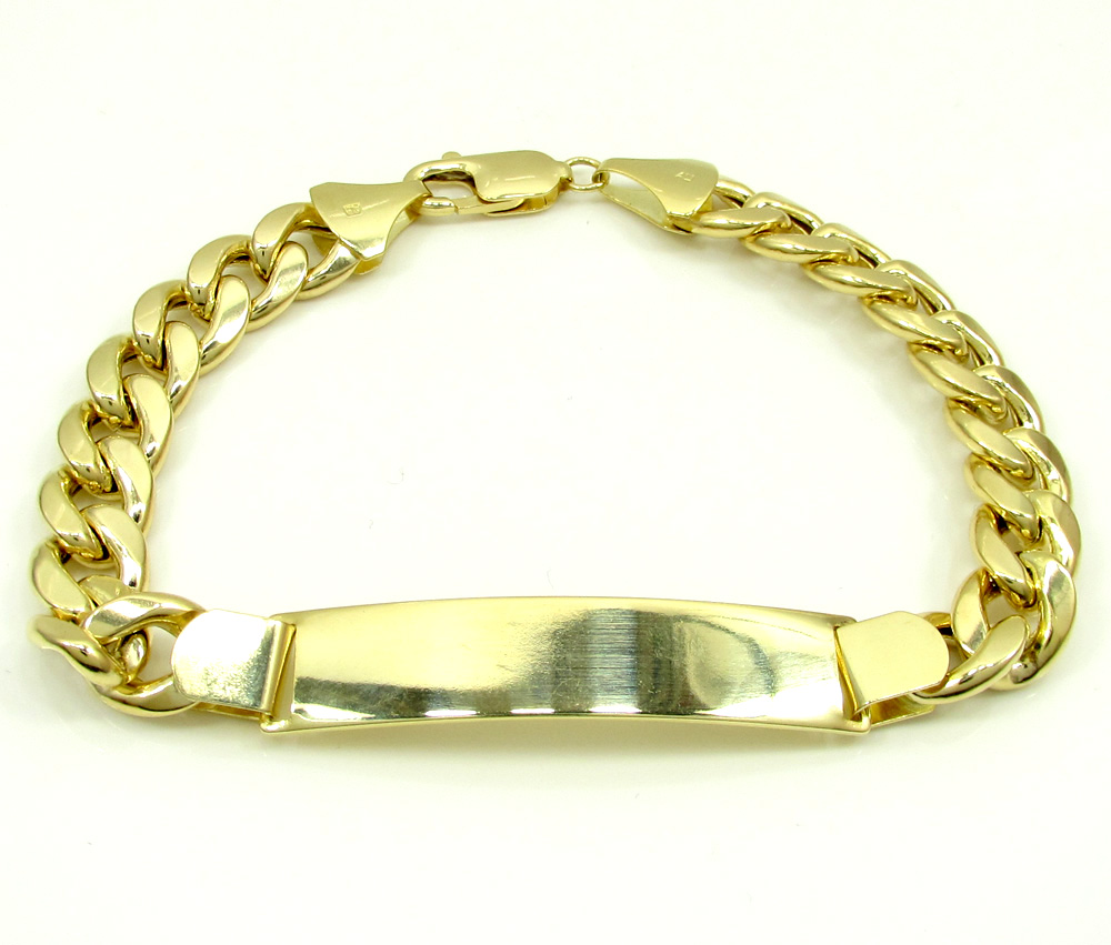  10k yellow gold miami id bracelet 8.50 inch 9.20mm 