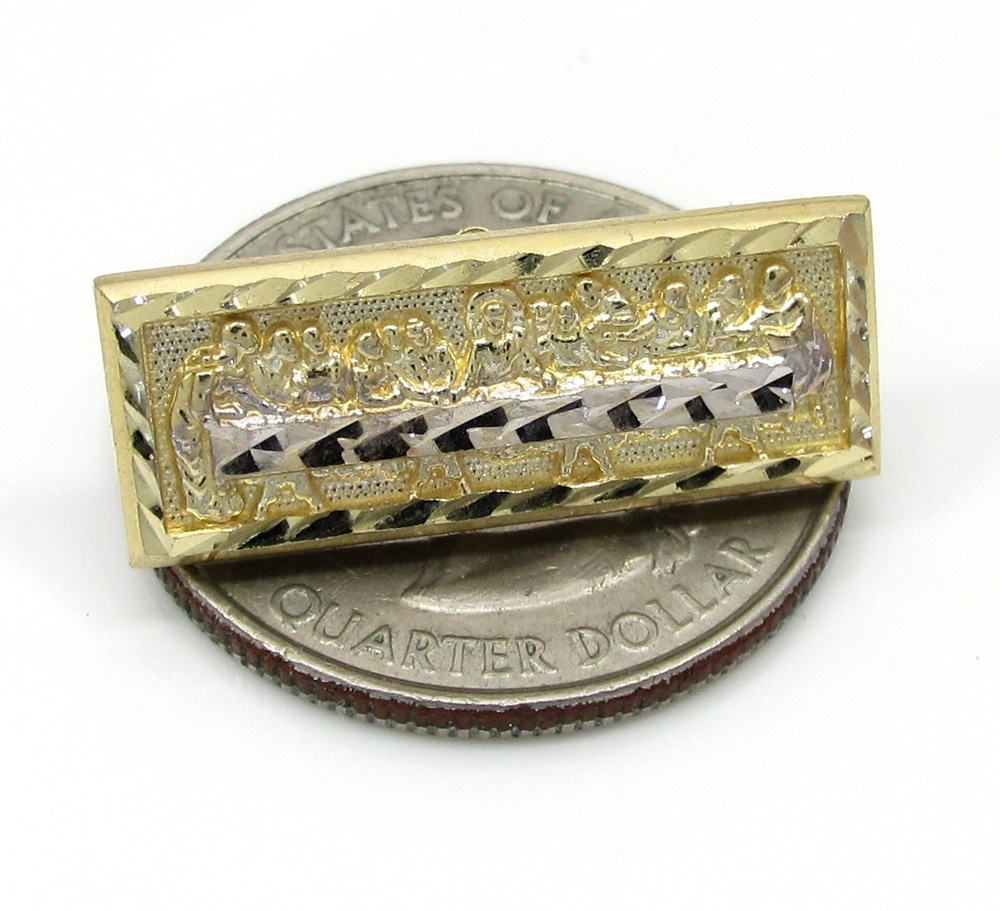 10k yellow gold two tone jesus apostles last supper earrings
