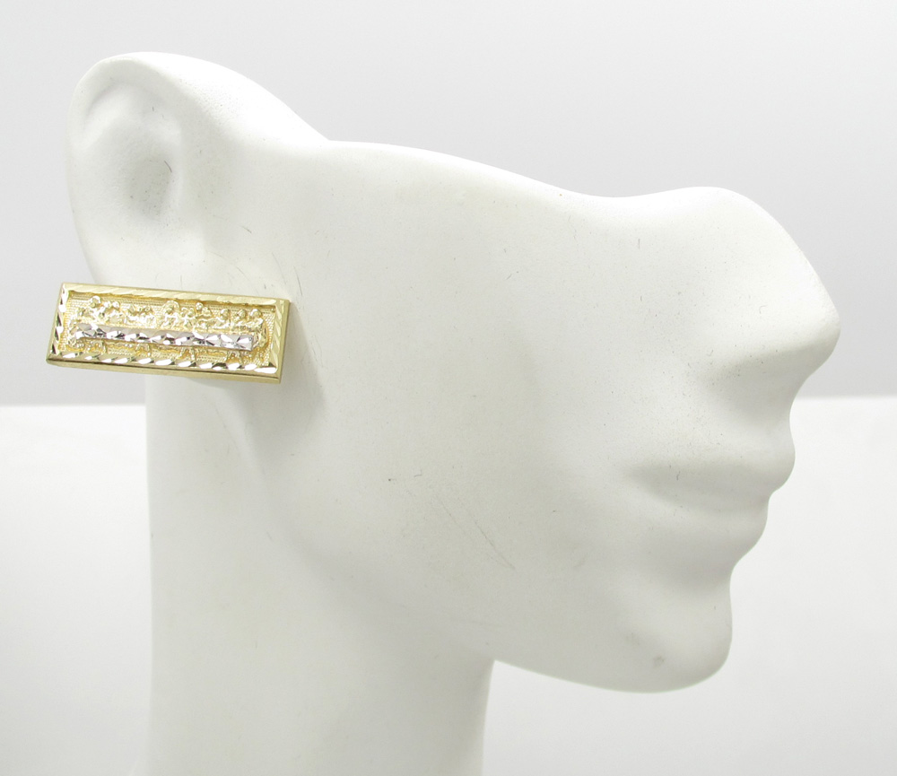 10k yellow gold two tone jesus apostles last supper earrings