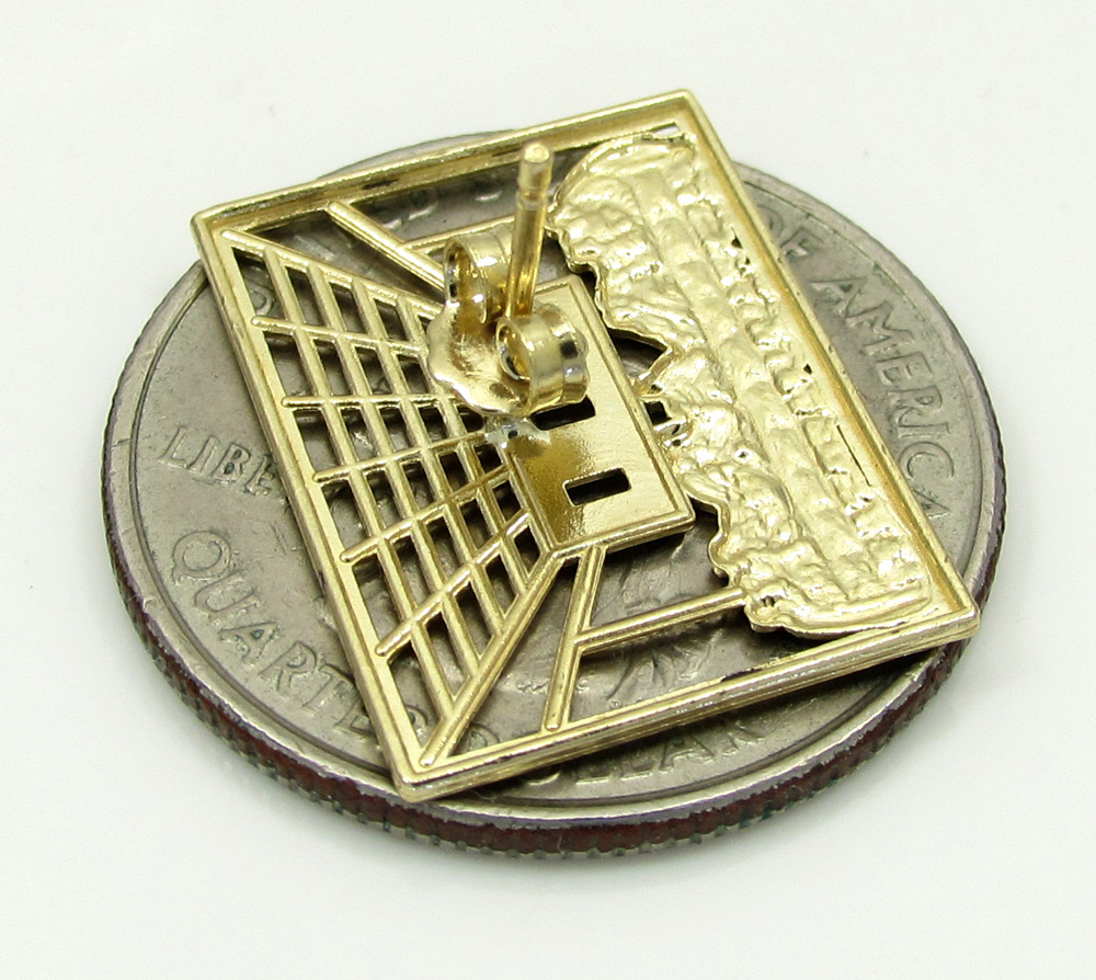 10k yellow gold two tone jesus apostles last supper cage earrings - Image 3