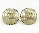 10k yellow gold two tone jesus apostles last supper round cage earrings