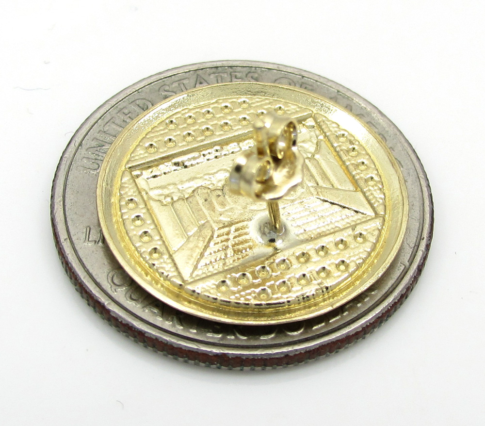 10k yellow gold two tone jesus apostles last supper round earrings - Image 2