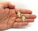 10k yellow gold diamond cut large nugget earrings