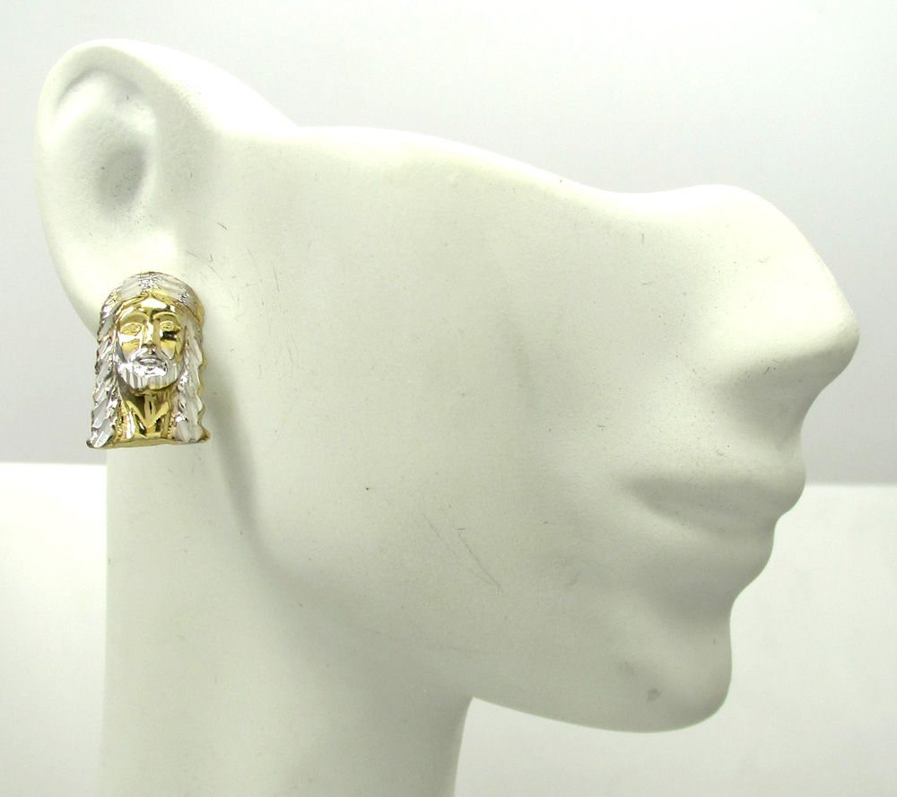 10k two tone gold diamond cut mini jesus head pendant - Image 6